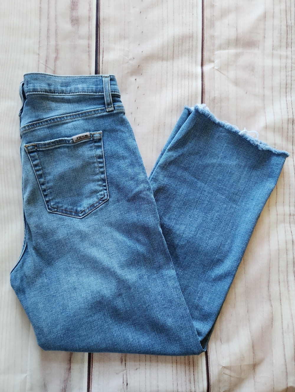 Joe's Jeans Wide Leg High Waist Raw Hem Cropped Jeans Blue, Women's Size 29 - Picture 1 of 9